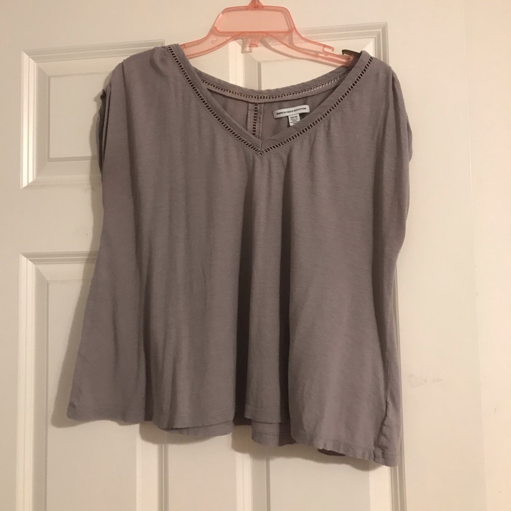 American Eagle gray/purple t shirt blouse